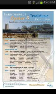 Gigs on Friday night 9:30pm at Morrissey's Village Pub, Sat eve 7:30pm - 9:30pm at Carmody's Bar and Sun afternoon 2:30pm - 4:30pm at The Long Dock Restaurant.